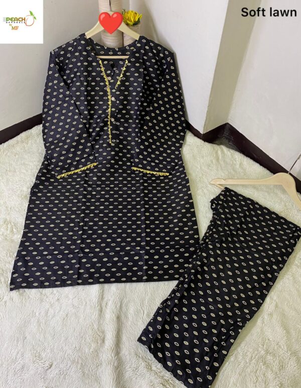 New article Shirt and trouser lawn printed with lace work