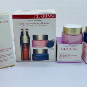 ch CLARINS PARIS 3in1 Set Day Cream & Night Cream & Double Serum Multi - Active Beauty Routine Smooth Fine Lines • Restore Radiance Double Serum [ Hydric Lipidic System ] Targets Fine Lines , Antioxidant Day Cream Targets Fine Lines , Revitalizing Night Cream Normal To Dry Skin 50ML Original Made In France Barcode scan Out Class Quality Guaranteed Results 03 Piece SET Most Demanding Item