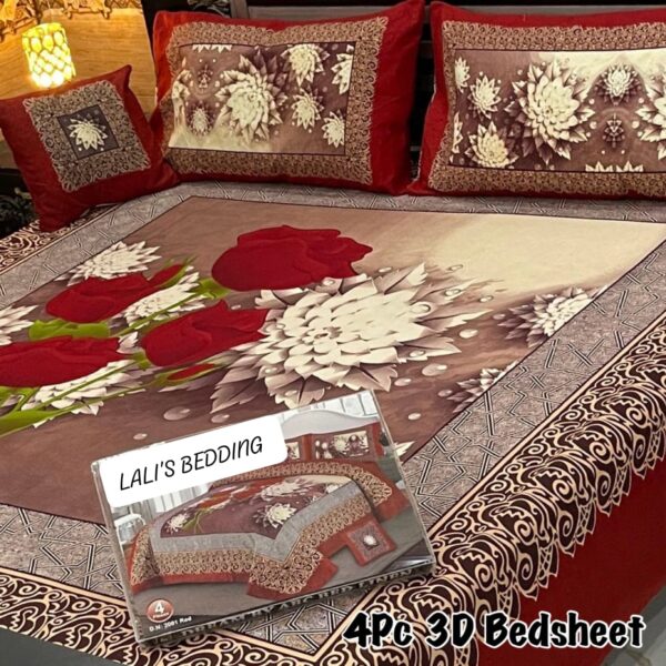 4Pc 3D Panel Bedsheet🔥