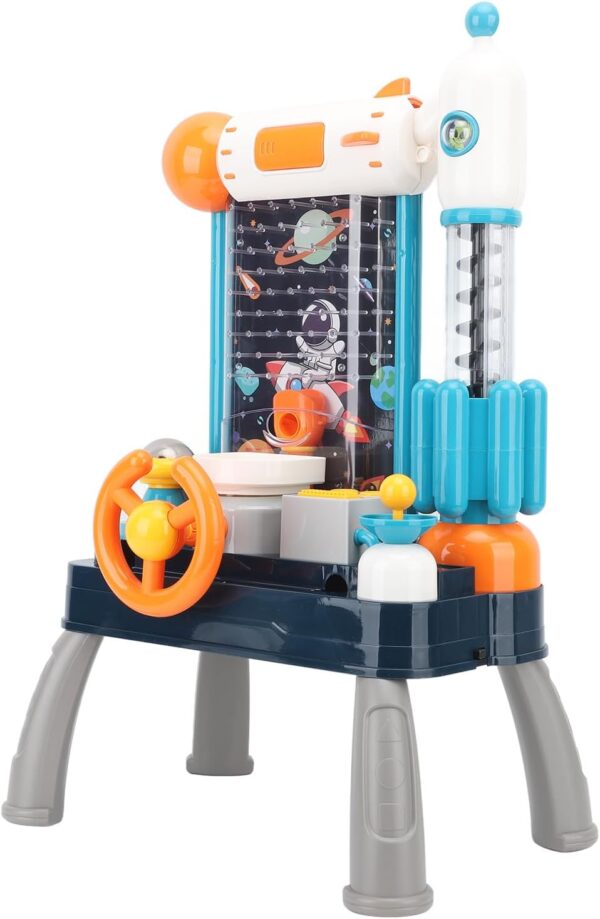 Ball Catching Machine Game for Kids Fine Motor Skill Early Education Catch Bean Grasping Electric Game Steering Wheel Toy Desktop Parent-Child Interactive Board Game Toys for Girls Boys(Space Theme)